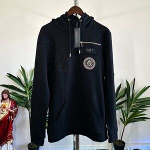 Supply & Demand Black Hoodie with Gold Embroidered Patch